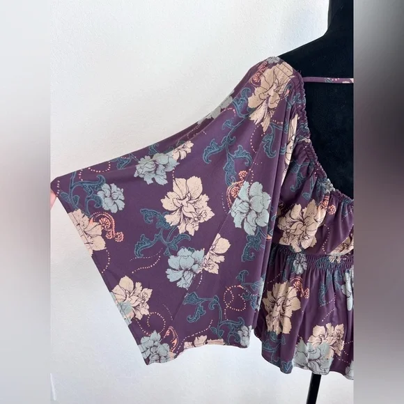 Free People Glenside Floral Print Blouse Top Tunic Size Medium - Picture 4 of 9